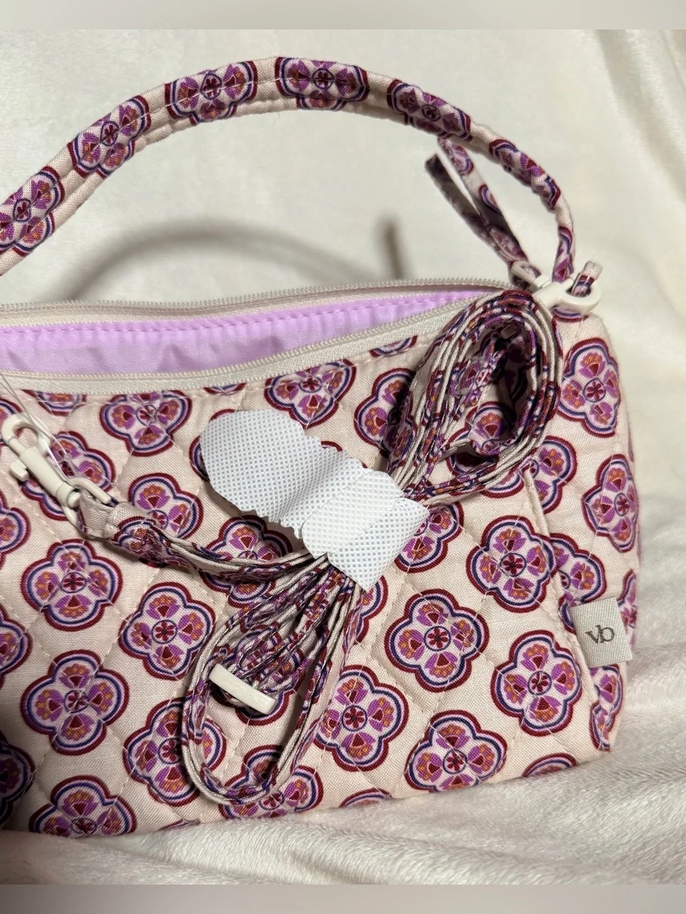 Vera Bradley Light Pink and Purple Quilted Cosmetic Wristlet